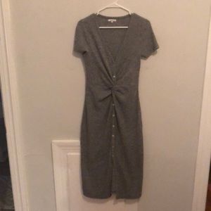 Grey Form Fitting Midi Dress